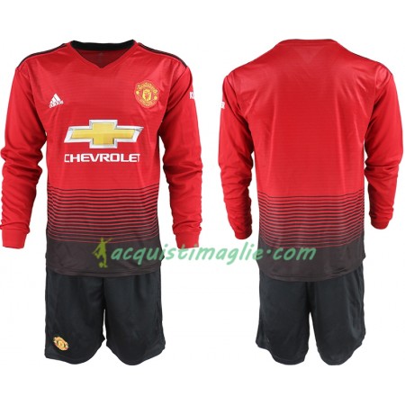 Divisa di Calcio Manchester United Bambino Prima 2018/2019 Manica Lunga